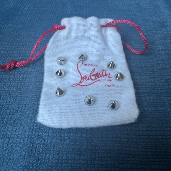 Christian Louboutin Red and Denim Spikes - Picture 8 of 10